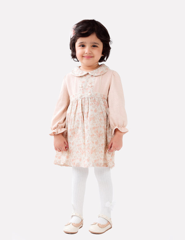 AUDREY FLORAL LINEN DRESS WITH PETER-PAN COLLAR