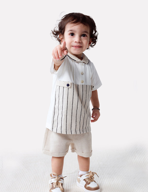 EDEN STRIPED 2-PIECE SET WITH LINEN SHORTS