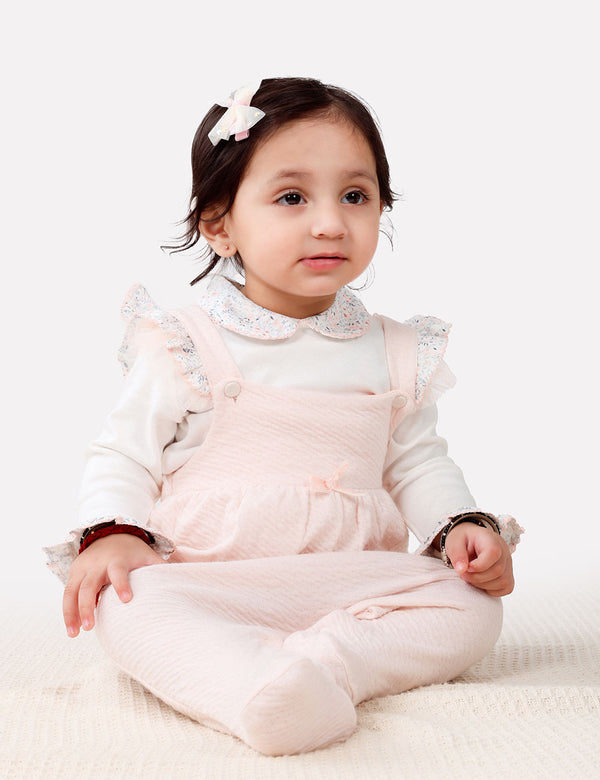 EMMA TEXTURED JUMPSUIT WITH RUFFLED DETAILING