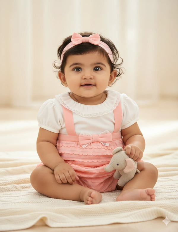 AVA TEXTURED ROMPER WITH SCALLOPED EMBROIDERY