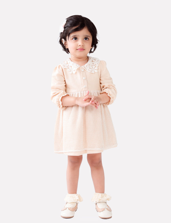 ISABELLA MESH DRESS WITH CROCHETED COLLAR