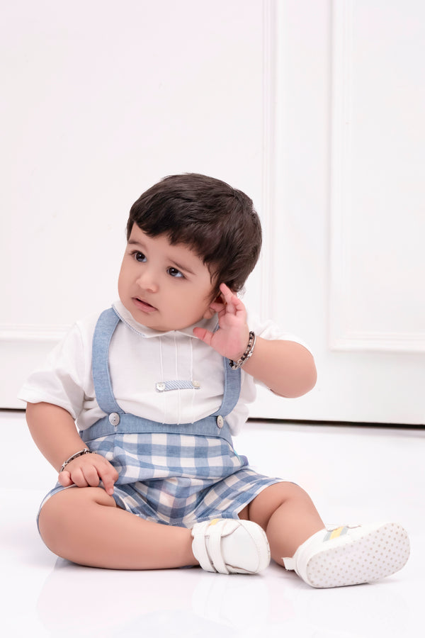 NOEL 2-PIECE DUNGAREES SET WITH GINGHAM CHECKS