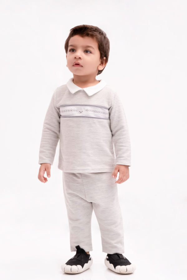 BLAKE 2-PIECE TEXTURED SET WITH SMOCKED DETAILING