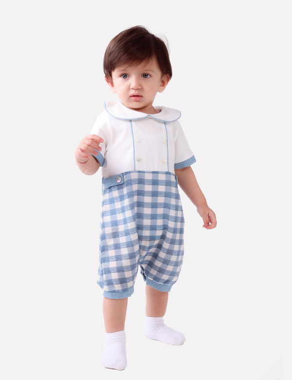 RIVER GINGHAM CHECKED ROMPER