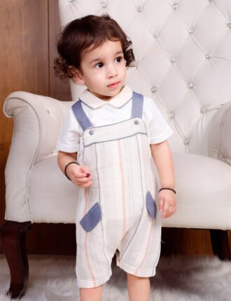 VICTOR 2-PIECE STRIPED DUNGAREES SET
